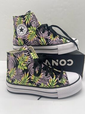 Converse CTAS EVA Lift Hi WMNS Black/Pink Foam/Lime Rave Platform Sneakers